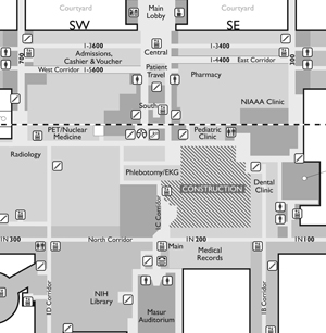 Map of Magnuson building showing construction areas.