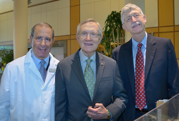 Dr. John I. Gallin, Senate Majority Leader Harry Reid, and Dr. Francis S. Collins