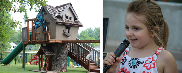 left: a tree house at the Children's Inn. right: Bella, from New York