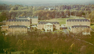 old aerial view of the NIH campus
