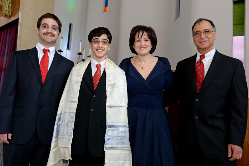 Aaron, Josh, Lisa and David Danielpour at Josh’s Bar Mitzvah in 2014