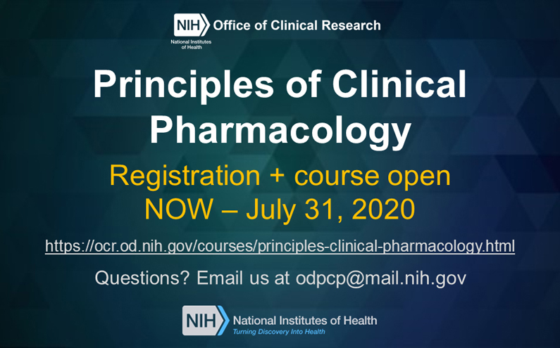 2019-2020 Principles of Clinical Pharmacology Course and Registration is now open