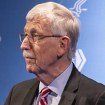 Dr. Francis Collins speaking during a Grand Rounds lecture
